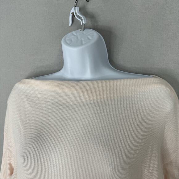 Michael Stars Womens Top S Ballet Pink Penelope Waffle Knit Off The Shoulder Tee - Picture 3 of 12